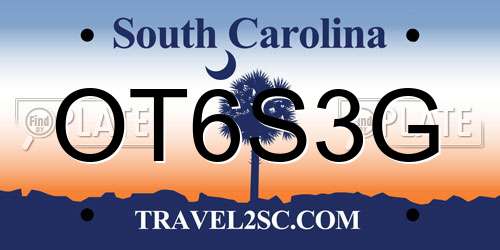 OT6S3G South Carolina License Plate