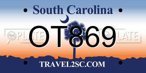 OT869 South Carolina License Plate