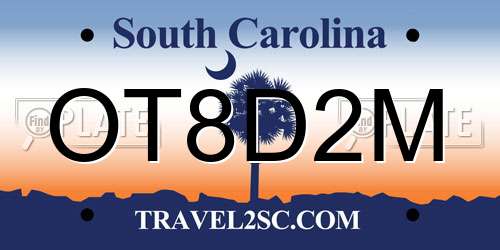 OT8D2M South Carolina License Plate