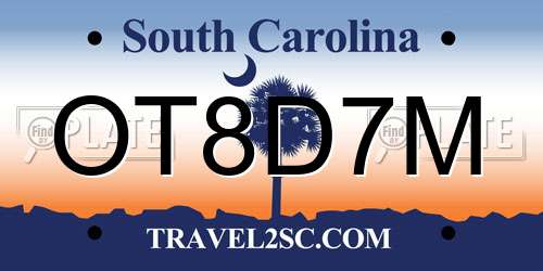 OT8D7M South Carolina License Plate