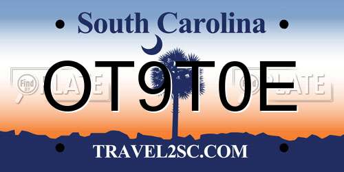 OT9T0E South Carolina License Plate