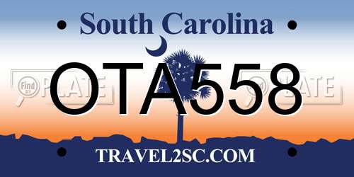 OTA558 South Carolina License Plate