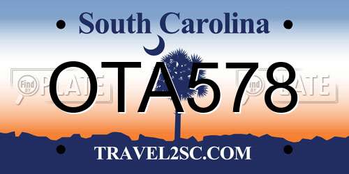 OTA578 South Carolina License Plate