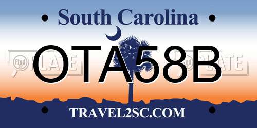 OTA58B South Carolina License Plate