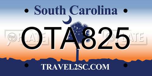 OTA825 South Carolina License Plate