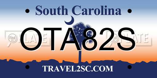 OTA82S South Carolina License Plate
