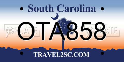 OTA858 South Carolina License Plate