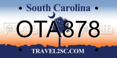OTA878 South Carolina License Plate