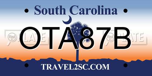 OTA87B South Carolina License Plate
