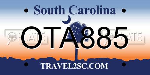 OTA885 South Carolina License Plate