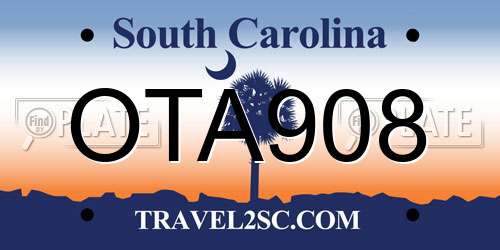 OTA908 South Carolina License Plate