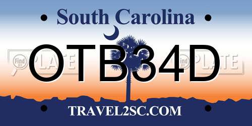 OTB34D South Carolina License Plate