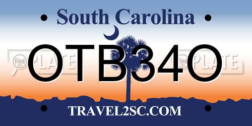 OTB34O South Carolina License Plate
