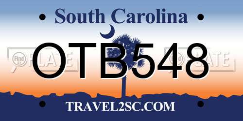 OTB548 South Carolina License Plate