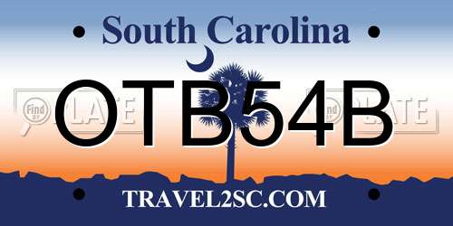 OTB54B South Carolina License Plate