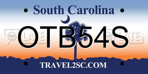 OTB54S South Carolina License Plate