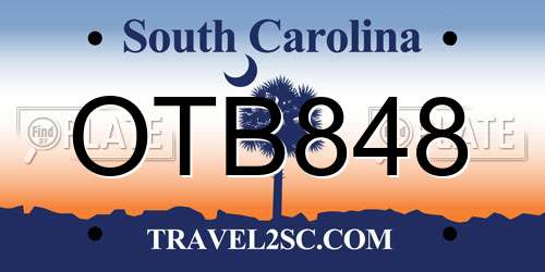 OTB848 South Carolina License Plate