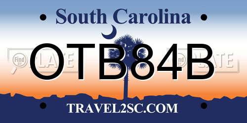 OTB84B South Carolina License Plate