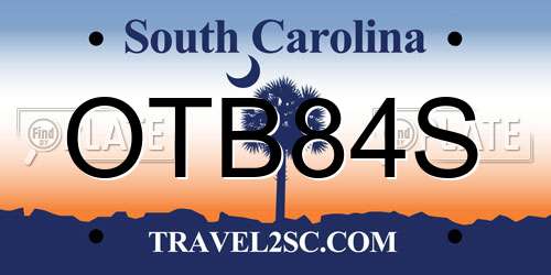 OTB84S South Carolina License Plate