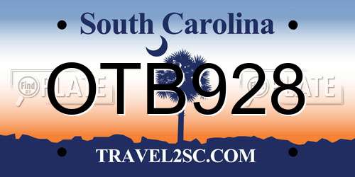 OTB928 South Carolina License Plate