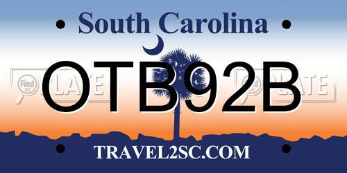 OTB92B South Carolina License Plate
