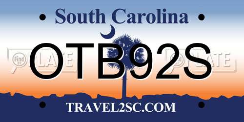 OTB92S South Carolina License Plate