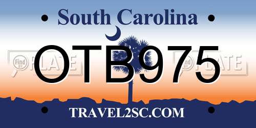OTB975 South Carolina License Plate