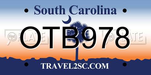 OTB978 South Carolina License Plate
