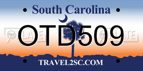 OTD509 South Carolina License Plate