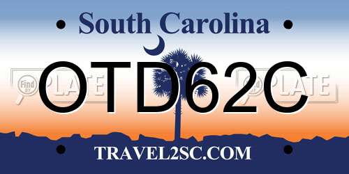 OTD62C South Carolina License Plate