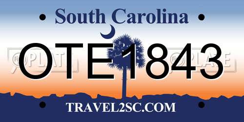 OTE1843 South Carolina License Plate