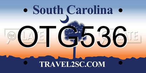 OTG536 South Carolina License Plate