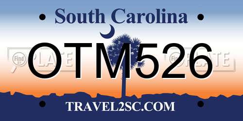 OTM526 South Carolina License Plate