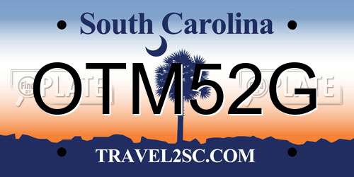 OTM52G South Carolina License Plate