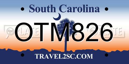 OTM826 South Carolina License Plate