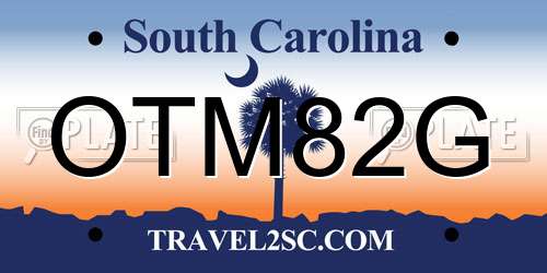 OTM82G South Carolina License Plate