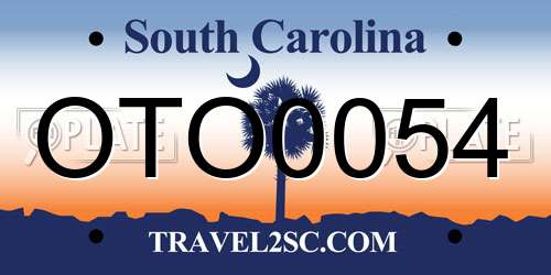 OTO0054 South Carolina License Plate