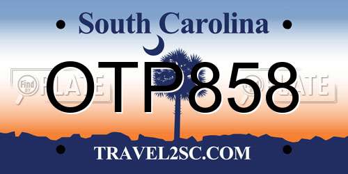 OTP858 South Carolina License Plate