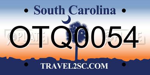 OTQ0054 South Carolina License Plate