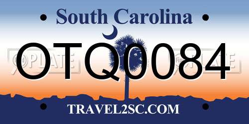 OTQ0084 South Carolina License Plate