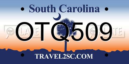 OTQ509 South Carolina License Plate