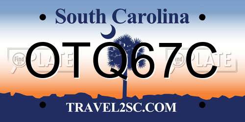 OTQ67C South Carolina License Plate