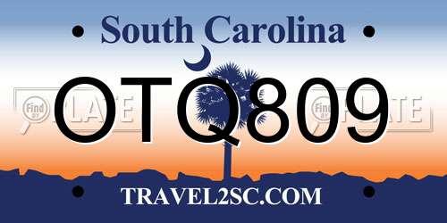 OTQ809 South Carolina License Plate