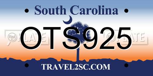OTS925 South Carolina License Plate