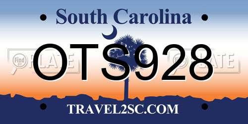 OTS928 South Carolina License Plate