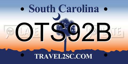OTS92B South Carolina License Plate