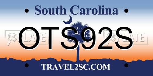 OTS92S South Carolina License Plate