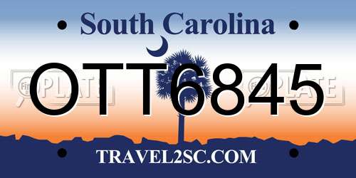 OTT6845 South Carolina License Plate