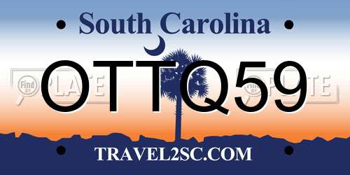 OTTQ59 South Carolina License Plate