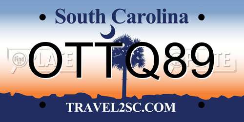 OTTQ89 South Carolina License Plate